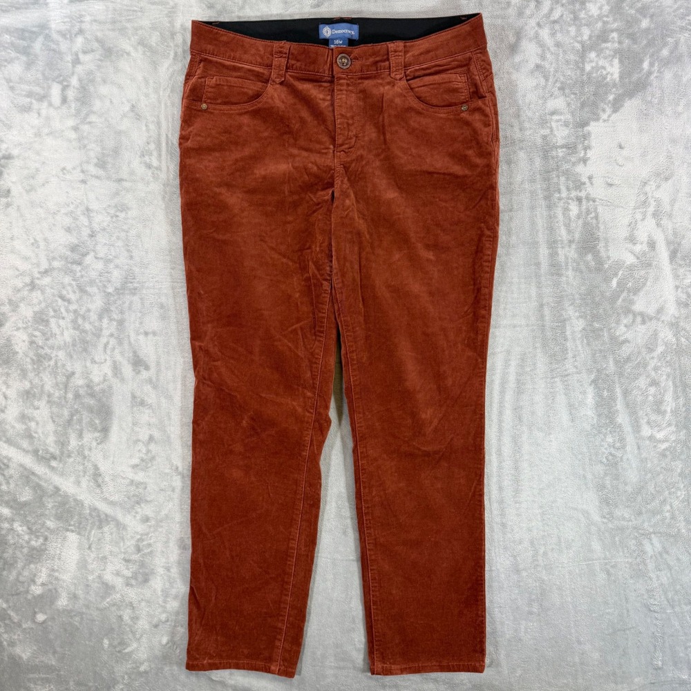 Democracy Ab Solution Straight Leg Corduroy Pants Women's Size 16W Rust Orange